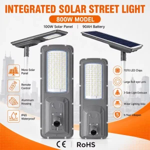 Private Mold All-in-One Solar LED Street Light Highway Battery IP65 7070 LED Chips High Brightness Energy Saving CE RoHS