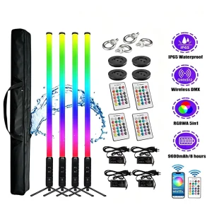 Professional DJ Lights Wireless Battery 360 Pixel LED Tube Uplights DMX RGBWA Remote Waterproof Sticks Light for Wedding