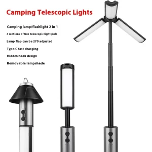 Professional Usb Rechargeable Portable Foldable Waterproof Outdoor Telescopic Light Solar Camping Lantern