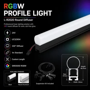 Programmable RGB Tube 24V DMX512 RGBW Aluminum Linear Pixel Bar Profile Light for Concert Stage Event Architectural Lighting