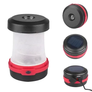 QXMOVING Outdoor Portable Emergency Solar Rechargeable Power Bank LED Camping Light Flashlight Camp Lantern Foldable