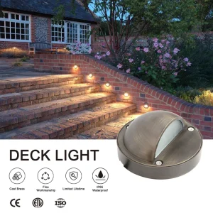 RDL-8306 Brass 12V LED Step Light Outdoor Landscape Deck Half Moon Light