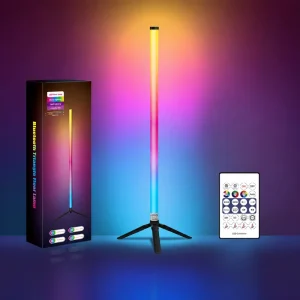 RGB 3000K LED Corner Floor Lamp Smart Floor Lamp with Bluetooth APP Remote Control Music Sync 300+ Effects