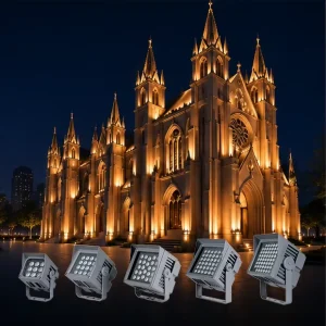 RGB Color Changing Outdoor Square LED Flood Light with IP66 Rating for Building Facade Lighting Smart DMX512 TTL Control