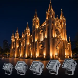 RGB Color Changing Outdoor Square LED Flood Light with IP66 Rating for Building Facade Lighting Smart DMX512 TTL Control