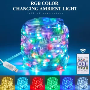 RGB Color Changing PVC IP65 Waterproof String Lights Outdoor Ambient Decor Indoor Dimmable LED Festoon Lights 2000K Warm