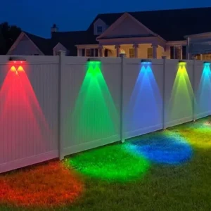 RGB Color Changing Solar Fence Lights IP65 Waterproof Outdoor Wall Lights for Garden Backyard Step Deck