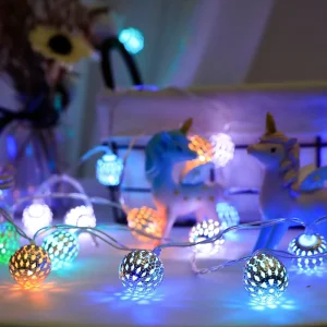 RGB Globe String Light 13ft 40 Crystal Balls LED Fairy Lights Remote Timer Moroccan Orb Garden Use 5V