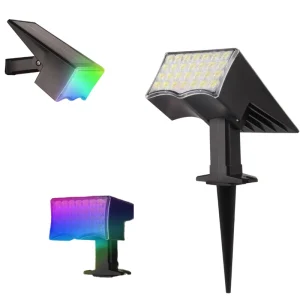 RGB IP65 Waterproof Solar LED Garden Light with Light Sensor, Warm White, for Lawns and Walkways