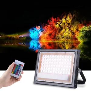 RGB LED Flood Light Remote Control Outdoor Waterproof Wall Lamp Garden Stadium Spotlight 50W 100W AC185-265V Color Changeable