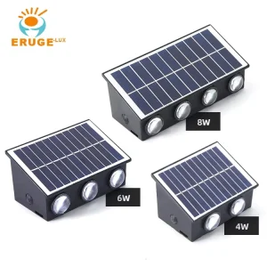 RGB Lights ABS Up and Down Solar Garden Lights Outdoor IP65 Waterproof Wall Mounted LED Solar Wall Light