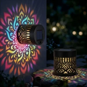 RGB Mandala Solar Fence Lights Color Changing Metal Wall Sconce Waterproof Decorative Outdoor Garden Decor