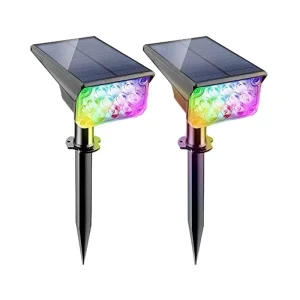 RGB Multicolor IP65 Waterproof Solar LED Spot Lights Outdoor Color Changing Garden Lights for Yard Driveway