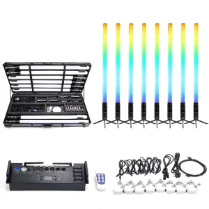 RGB Music Rhythm LED Tubes for Festival Performance Expandable Wireless Remote Control Battery Powered IP65 Projection Lights