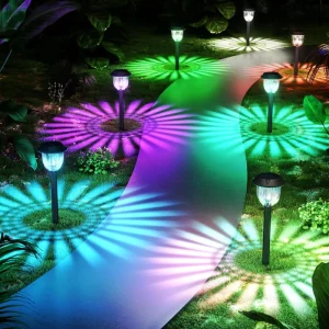 RGB Outdoor Solar Power Rechargeable Garden Light Waterproof Bright LED Solar Pathway Patio Yard Lawn Decoration Lights