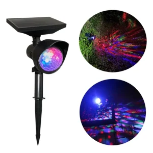 RGB Solar Projector Lights Outdoor Wall Laser Patio Garden Party Stand RGB Ball Stage Light Solar Powered Rotating Disco Light