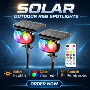 RGBCW Solar Spike Light Spot Light Landscape Light With 11 Working Mode Solar Security Wall Lantern for Garden Yard Patio