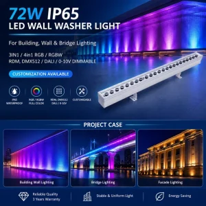 RGBW LED Wall Washer 72W/108W IP65 DMX512 3-Channel/4-Channel Outdoor Building Landscape Aluminum
