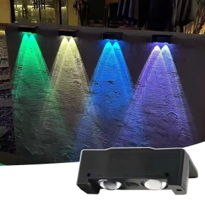 RGBW Solar Powered Outdoor Wall Lamp IP65 Waterproof Garden Step and Roof Light Decorative Wall Wash Lights