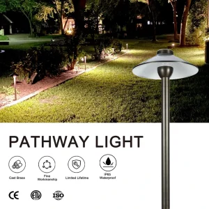 RPL-8902-BBR Low Voltage Garden Light with 18 inch Brass Post LED Path Light