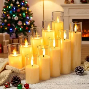 Realistic Flickering LED Flameless Glass Battery-Operated Candles for Wedding Christmas Home Party Decoration