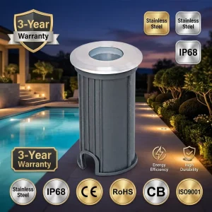 Recessed Inground Pool Light IP68 Waterproof 304 Stainless Steel Embedded RGB LED Underwater Lamp