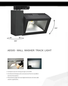 Recessed LED Track Wall Washer Light 40W DC36V IP54 CRI90 Ra Rotatable 355° Aluminum for Commercial Spaces