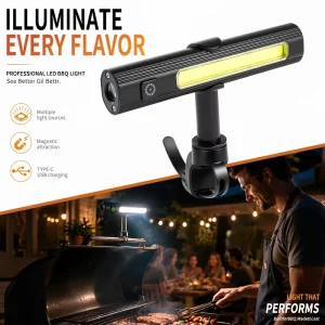 Rechargeable 360° BBQ Grill Light Portable Grill Accessories for Outdoor Grilling Flashlight with Magnetic Camping Light