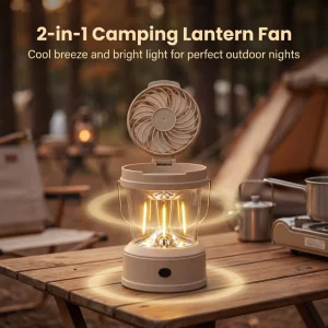 Rechargeable Camping Fan Lantern 3000LM Portable Waterproof Tent Light for Hiking and Fishing