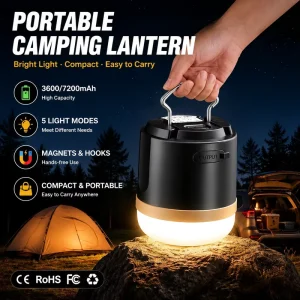 Rechargeable Camping Lantern 7200mAh LED Work Light 4 Modes Waterproof Emergency Lamp