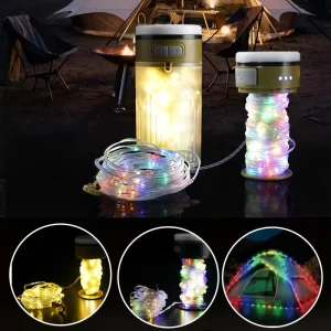 Rechargeable Colorful LED String Lights Outdoor Camping Tent Sky Curtain