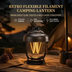 Rechargeable LED Camping Lantern Stepless Dimming Type-C Charging Portable Tent Light Outdoor Emergency Lamp