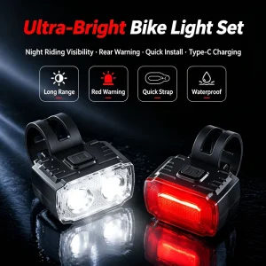 Rechargeable LED Safety Warning Lamp Set IP5 Waterproof Type C Portable Night Riding Safety Lights
