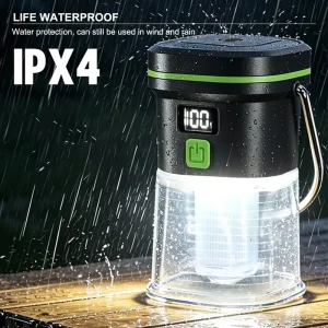 Rechargeable Mini Camping Light Digital Display IPX4 Waterproof with Red SOS Warning Flash