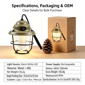 Rechargeable Outdoor Camping Lamp Customized Logo Waterproof LED Light