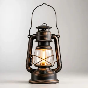 Rechargeable Retro LED Camping Lantern Kerosene Lamp Wrought Iron 3 Modes Flame Warm White 35cm USB