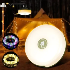 Rechargeable Solar LED String Lights, 5 Lighting Modes, Green, for Camping and Outdoor Use