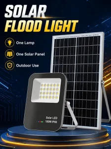 Rechargeable Solar Powered LED Floodlight 100W with Adjustable Bracket Camping Emergency Lamps