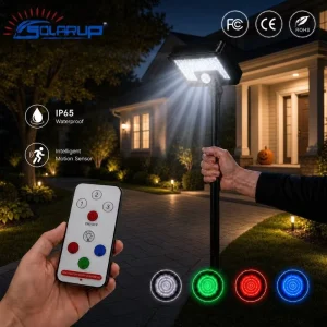 Red Green Blue Color Switching Solar Light Outdoor Waterproof for Fence Walls Sensor Solar Wall Single Light Gate With Remote