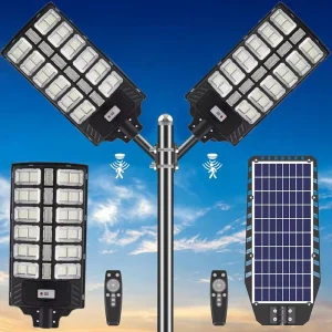 Remote Control Garden Outdoor Waterproof Motion Sensor Dusk to Dawn Led Parking Lot Light All in One Led Solar Street Lights