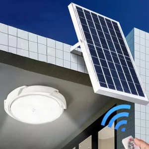 Remote Control LED Solar Ceiling Light for Sheds, Porches, Barns, Decks, Garages, Camping, and Indoor Use