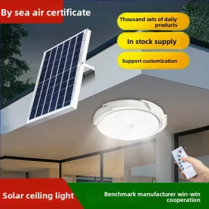 Remote Control Minimalist Bedroom Corridor IP65 Solar Waterproof LED Ceiling Light for Outdoor Use