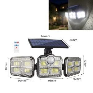 Remote Control Solar Garden Wall Light with Motion Sensor 74/122 LED Waterproof Wall Lamp for Outdoor Luces Solares Con Sensor
