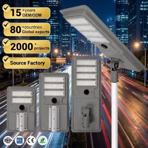 Remote Radar Control Outdoor IP65 Waterproof 300W 400W 500W All-in-One LED Solar Street Light