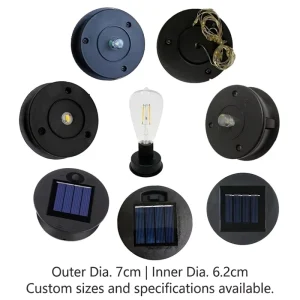 Replacement Top with LED Bulbs for Garden Solar Panel Lantern Lights IP65 Waterproof Outdoor Hanging Lamp