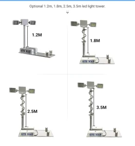 Rescue Vehicle Roof Mounted 1.8M Pneumatic Mechanical Vertical Lifting 120W*2 Telescopic LED Searchlight Security Protection