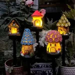 Resin Mushroom Solar LED Garden Light IP65 Warm White Ground Insert for Patio, Yard, and Lawn
