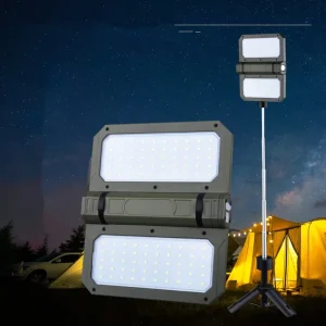 Retractable LED Camping Tent Floodlight, USB-Rechargeable, Magnetic Battery-Powered Work Light