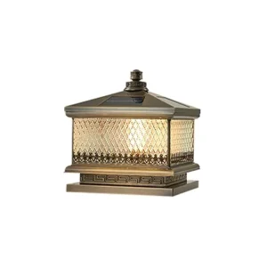 Retro Aluminum Waterproof Solar LED Pillar Light for Outdoor Courtyards and Gardens