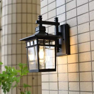 Retro Antique Lantern Wall Lamps Waterproof Rust Proof Outdoor Garden Light Front Door Entryway Aluminum Glass Wall
